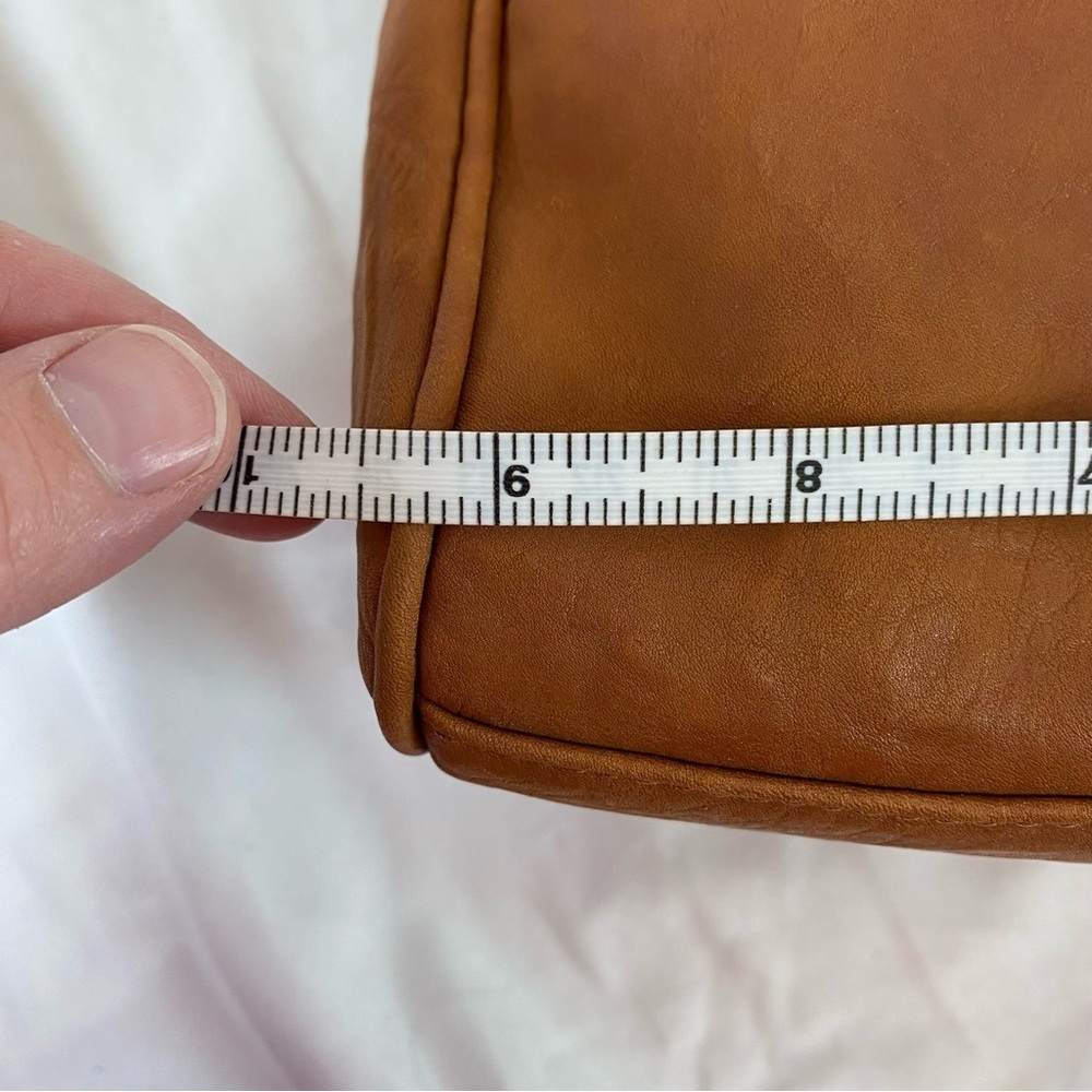 Cognac Faux Leather Organizer Shoulder Bag | Multi-Zip Everyday Purse - Picture 7 of 13